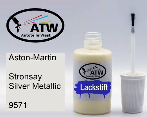 Aston-Martin, Stronsay Silver Metallic, 9571: 20ml Lackstift, von ATW Autoteile West.